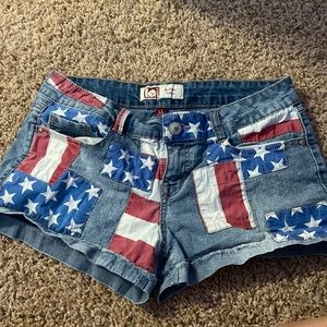 american flag low rise jean shorts